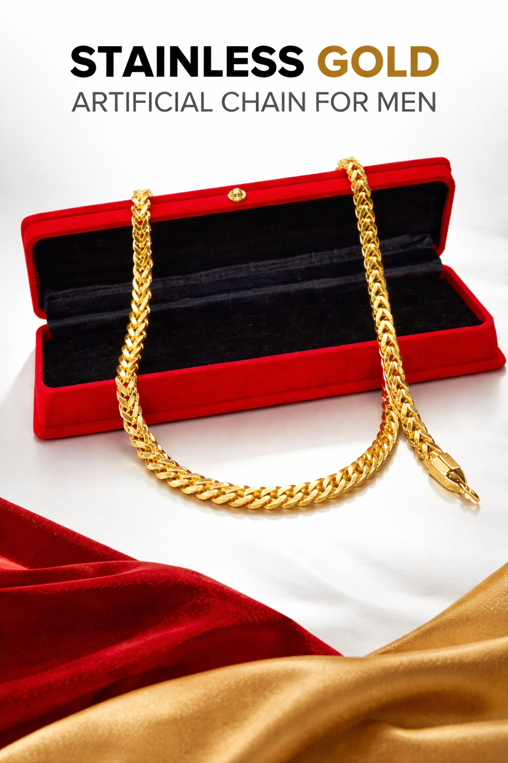 stainless gold artificial chain for mens